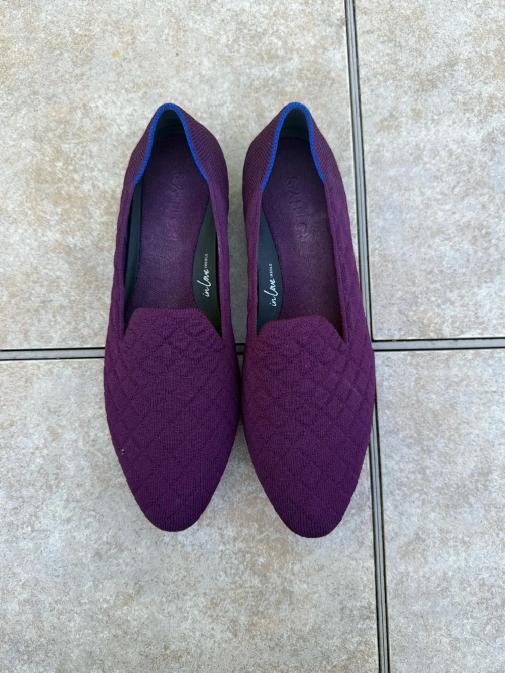 Rothy's The Almond Loafer in Quilted Plum. - Picture 4 of 12